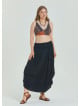 Black Plus Size Skirt with Elastic Waist and Drape Detail 4600